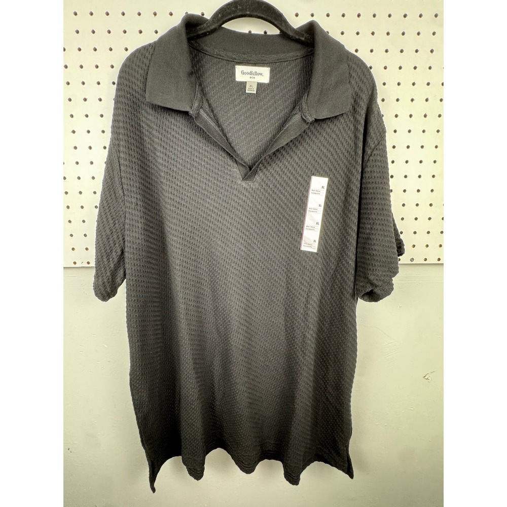 Goodfellow & Co Mens XL Black Textured Knit Short Sleeve Polo Shirt NWT AD-775